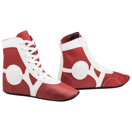 Купить Обувь для самбо SM-0102, кожа, красный Rusco в Белорецке 