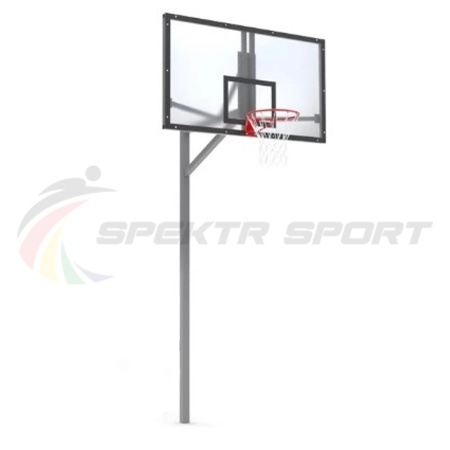 Купить Стойка баскетбольная уличная упрощенная со щитом из оргстекла, кольцом и сеткой SP D 412 в Белорецке 