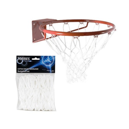 Купить Сетка баскетбольная Torres, нить 4 мм, белая в Белорецке 
