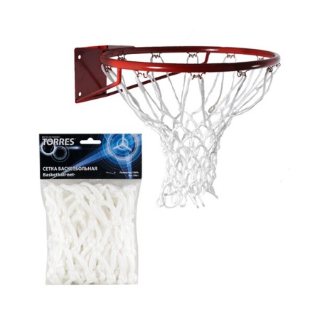 Купить Сетка баскетбольная Torres, нить 6 мм, белая в Белорецке 
